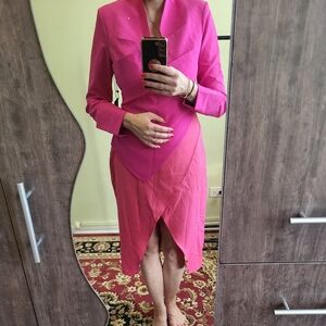 Chic Fuchsia Long Sleeve Dress